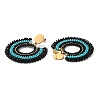 Woven Glass Beaded Donut Dangle Stud Earrings EJEW-A105-11G-2