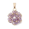 Natural Amethyst Faceted Round Cluster Flower Pendants PALLOY-MZ01197-07-1
