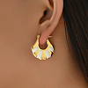 Fashionable Delicate Simple Color Block Fan-shaped Stainless Steel Hoop Earrings for Women LW7077-4-1