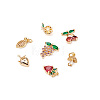 Fashewelry 16Pcs 8 Style Brass Micro Pave Gold Cubic Zirconia Charms ZIRC-FW0001-01-2