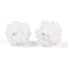Polymer Clay Rhinestone Beads with Embossed Resin Roses RESI-T059-04A-1
