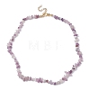 Natural Lepidolite/Purple Mica Stone Chip Beaded Necklace NJEW-JN04616-04-4