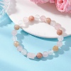 Natural Rose Quartz & Quartz Crystal & Sunstone Beads Stretch Bracelets for Women BJEW-TA00704-03-1