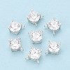 925 Sterling Silver Pave Clear Cubic Zirconia Flat Round Charms STER-T008-69S-02-1
