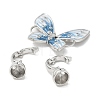 Butterfly Brass Micro Pave Clear Cubic Zirconia Fold Over Clasps KK-U059-44P-2