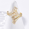 Brass Micro Pave Clear Cubic Zirconia Cuff Rings for Women RJEW-U043-11G-2