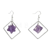 Rhombus Brass Dangle Earrings EJEW-D360-01P-01-4