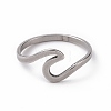 201 Stainless Steel Wave Finger Ring for Women RJEW-J051-04P-2