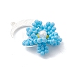 4Pcs 4 Colors Glass Seed Beaded Moon & Flower Pendants PALLOY-MZ01185-4