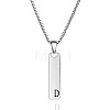 304 Stainless Steel Rectangle with Letter Pendant Box Chain Necklaces FS-WGD7C78-04-1