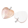 Natural Pink Shell Heart Pendants KK-C135-09B-2