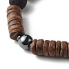 Natural Coconut Rondelle Beads Stretch Bracelets Set for Men Women BJEW-JB06771-6