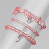 3Pcs Alloy & Synthetic Watermelon Stone Glass Beads Charm Bracelets DY7954-3-1