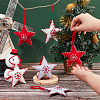 6Pcs 3 Colors Star with Snowflake Felt Fabric Pendant Decoration HJEW-CP0001-09-3