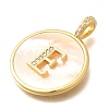 Rack Plating Brass Micro Pave Clear Cubic Zirconia Pendants with Shell KK-M309-42G-E-3