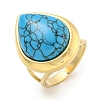 Ion Plating(IP) 304 Stainless Steel Synthetic Turquoise Cuff Rings G-Z056-09G-02-1