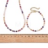 Natural Amethyst & Tourmaline & Sunstone & Rose Quartz Round Beaded Necklaces and Bracelet Set SJEW-JS01383-4