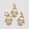 Brass Cubic Zirconia Charms ZIRC-P036-14-G01-RS-2