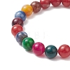 Dyed Natural Weathered Agate Round Beaded Stretch Bracelet for Women BJEW-JB09382-01-3
