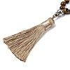 Natural Tiger Eye Mala Prayer Round Beaded Wrap Necklaces with Long Tassel and Metal Tree of Life FS-WG93CBE-04-3