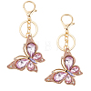 Butterfly Zinc Alloy & Rhinestone Keychains KEYC-WH0053-045G-02-1