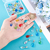 32Pcs 8 Colors Glass European Dangle Charms PALLOY-PH01854-3