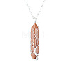 Synthetic Goldstone Double Terminal Pointed Faceted Bullet Copper Wire Wrapped Tree of Life Pendant Alloy Chain Necklaces FS-WG07FDC-12-1