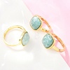 Natural Amazonite Finger Rings with Brass Findings G-H353-04G-03-1