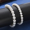 Shell Pearl Beaded Slider Bracelet with Brass Snake Chain BJEW-B066-01B-02-6