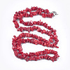 Sea Bamboo Coral(Imitation Coral) Beaded Two-Tiered  Necklaces NJEW-S414-17-1