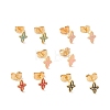 Enamel Star Stud Earrings with 316L Surgical Stainless Steel Pins EJEW-P204-01G-1