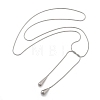 304 Stainless Steel Snake Chain Lariat Necklaces with Teardrop Ends NJEW-D300-02G-4