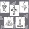 7Pcs 7 Style Arrow & Wolf & Cross & Axe & Wing Stainless Steel Pendant Necklaces Set NJEW-AN0001-44-6