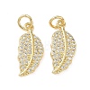 Brass Micro Pave Clear Cubic Zirconia Charms KK-F930-04G-1