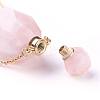 Natural Rose Quartz Openable Perfume Bottle Pendant Necklaces NJEW-G325-02G-3