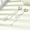 304 Stainless Steel & Glass Pearl Tassel Hoop Earrings for Women EJEW-G463-01P-3