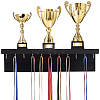 Rectangle Pine Wood Wall Mounted Jewelry Display Stands with 24Pcs Golden Tone Metal Hooks ODIS-WH0038-271-1
