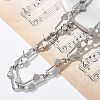 304 Stainless Steel Oval Heart Link Chain Necklaces for Women NJEW-B123-01P-2