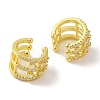 Brass Micro Pave Clear Cubic Zirconia Cuff Earrings for Women EJEW-I305-11G-2