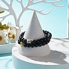 2Pcs 2 Color Natural Lava Rock & Synthetic Black Stone Stretch Bracelets Set with Buddha Head BJEW-JB07707-3