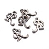 Gunmetal Plated Alloy Letter Pendants PALLOY-J718-01B-R-2