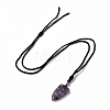 Natural Amethyst Sailor's Knot Pendant Necklace with Nylon Cord for Women NJEW-E091-02C-2