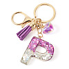 Alloy Resin Heart Keychains KEYC-TADJ0002-01G-P-2