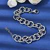 Textured 304 Stainless Steel Rolo Chain Bracelets for Women BJEW-A157-01P-2