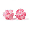 Polymer Clay Rhinestone Beads with Embossed Resin Roses RESI-T059-04G-2