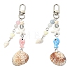 Handmade Porcelain & Natural White Jade & Natural Shell & Glass Pendant Decorations HJEW-YW00516-01-2