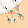 Alloy Rhinestone & Glass Pendant Necklace & Stud Earrings Sets for Women WG12FA5-03-1