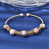 Brass Wire Wrapped Natural Pearl Cuff Bangles for Women BJEW-D453-01G-2