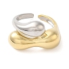 Brass Irregular Geometric Bypass Open Cuff Rings for Women RJEW-B062-09GP-2
