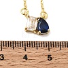 Brass Pave Cubic Zirconia Rectangle & Teardrop Pendant Cable Chain Necklaces KK-CBAB173-05G-02-5